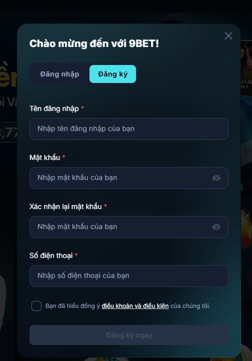 Đăng kí 9bet